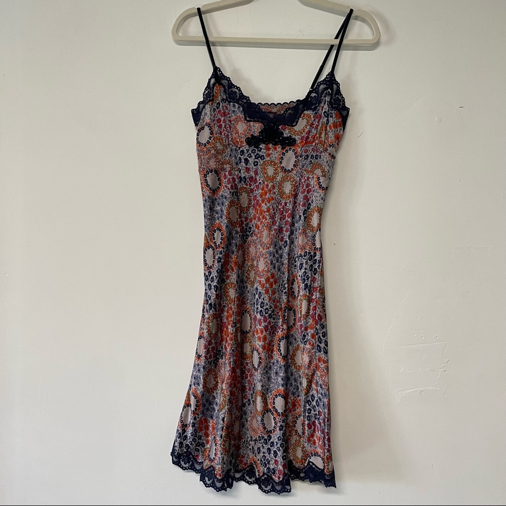 Free People Multicolor Lace Trim Mini Dress